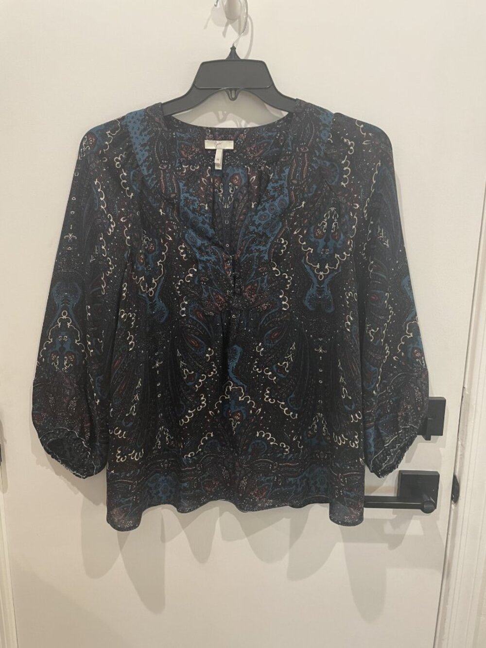 Joie pop over silk blouse - Size Medium - Retail $98 - Rich, Royal Colors!
